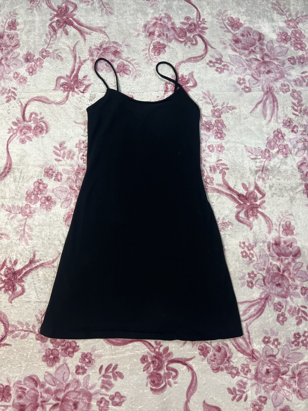 Divided Black Slip Mini Dress